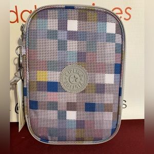 Kipling Nylon 100 pens Pouch Multi Function Case in Grid Print